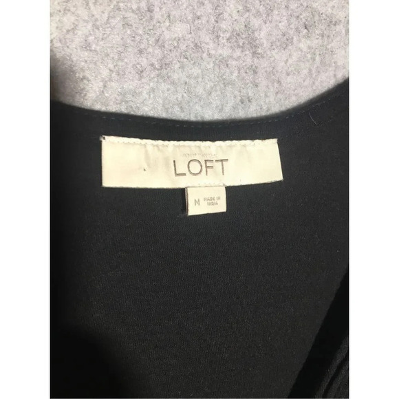 Womens Loft Dress Black V Neck Casual Little Black Dress Capsule Wardrobe Work - Picture 2 of 5